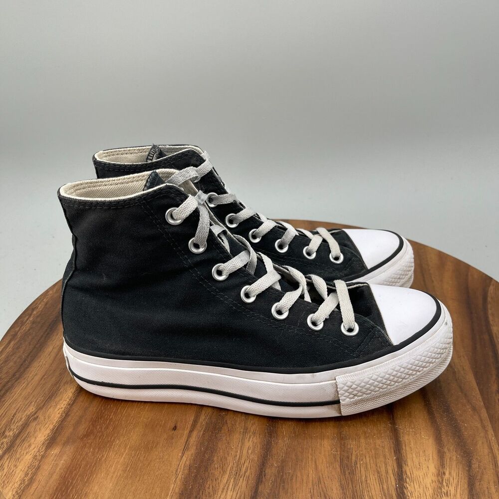 Converse CTAS All Star Lift Shoes Womens 8 Black Platform Canvas Hi Sneakers